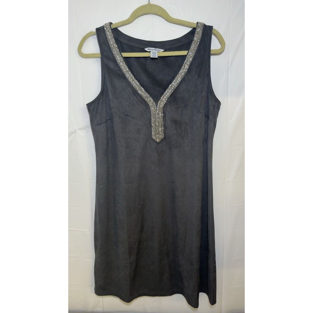 Tommy Bahama Salina Sands Embellished Faux Suede Shift‎ Dress Size Medium
